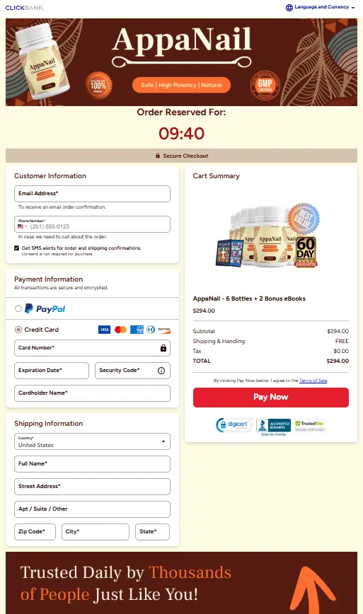 AppaNail Checkout Page